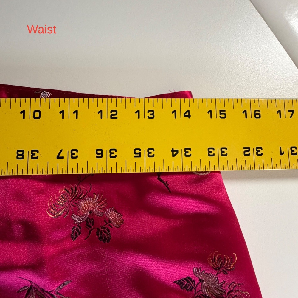 Vintage Cache Fuchsia Pink Chinoiserie Floral Satin Jacquard Pants Size 6 USA - Picture 8 of 12